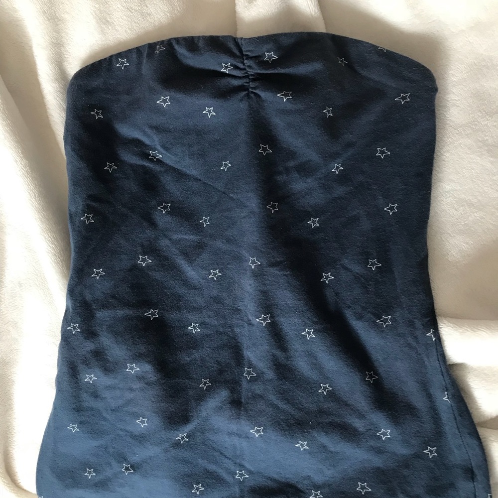 Blue star print strapless top